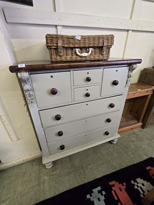 Lot 52 - A 19th century part painted chest of an...