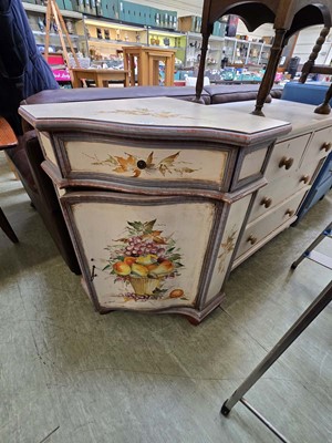 Lot 65 - A floral painted corner cabinet having single...