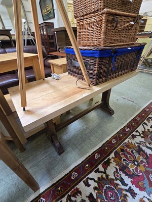 Lot 108 - A plank topped refectory style oak table