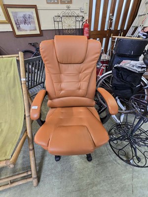 Lot 111 - A tan leather executive office chair