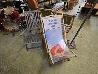 Lot 118 - A grey painted steamer chair together with a...