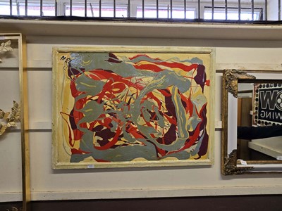 Lot 122 - A mid 20th century abstract oil on board...
