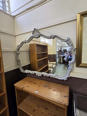 Lot 128 - A grey painted ornate framed wall mirror
