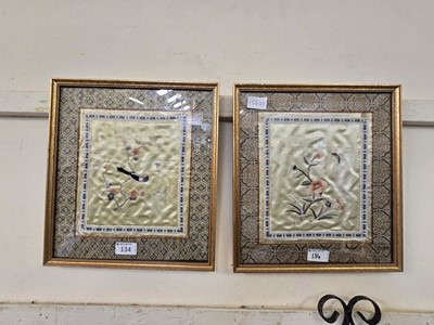 Lot 134 - A pair of framed and glazed Chinese silk...