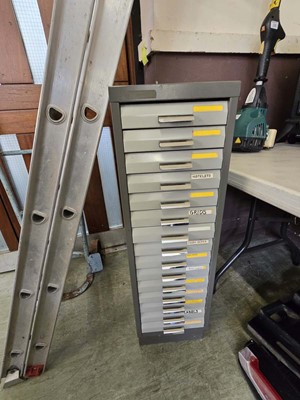Lot 137 - A metalwork fifteen drawer stationery cabinet