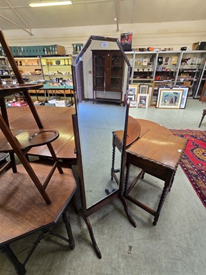 Lot 83 - A mid 20th century oak cheval mirror