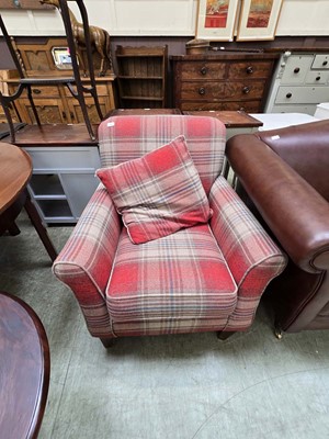 Lot 88 - A modern red checked easy chair