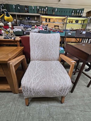 Lot 100 - A modern upholstered oak sewing chair with...