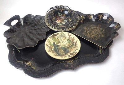 Lot 104 - A group of Victorian papier mache including a...