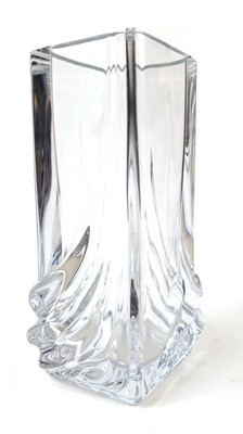 Lot 215 - A French clear glass vase of organic cuboid...