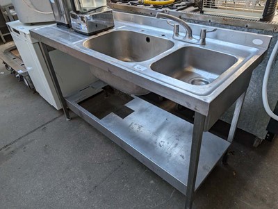Lot 543 - 150cm stainless steel double bowl sink unit...