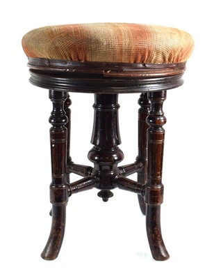 Lot 2 - A Victorian mahogany adjustable piano stool by...