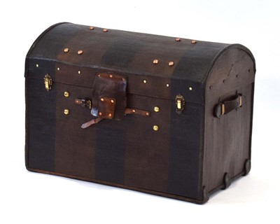 Lot 6 - A French dome-topped travel trunk with brass...
