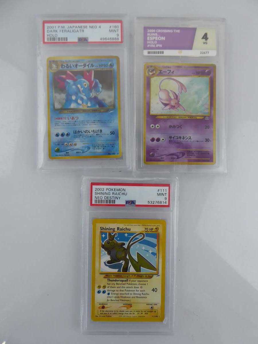 Lot 3 assorted and graded Pokemon cards to include...