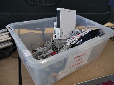 Lot 1338 - Plastic crate containing 4 Nintendo Wii...