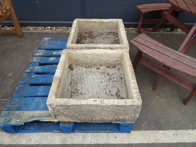 Lot 4128 - 2 square profile shallow concrete troughs