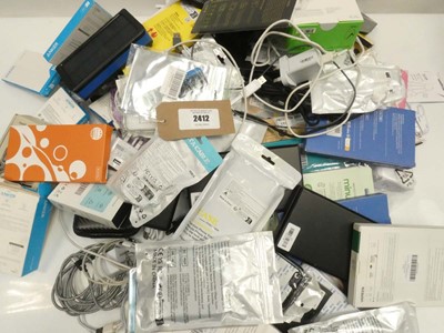 Lot 2412 - Assorted smartphone accessories; cables,...