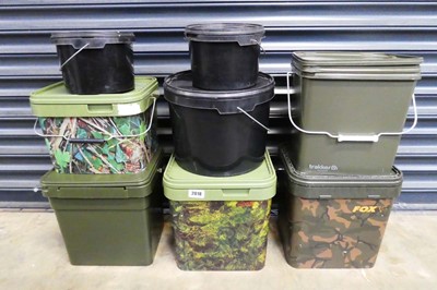 Lot 5 green rectangular plastic storage containers...