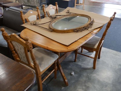 Lot 1225 - Pine extending dining table with set of 4...