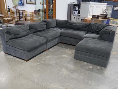 Lot 1237 - Dark grey fabric upholstered L-shaped corner sofa
