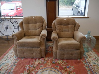 Lot 1202 - Pair of brown fabric upholstered G Plan style...