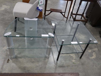 Lot 1231 - Glass top 2 tier occasional table with 3 tier...