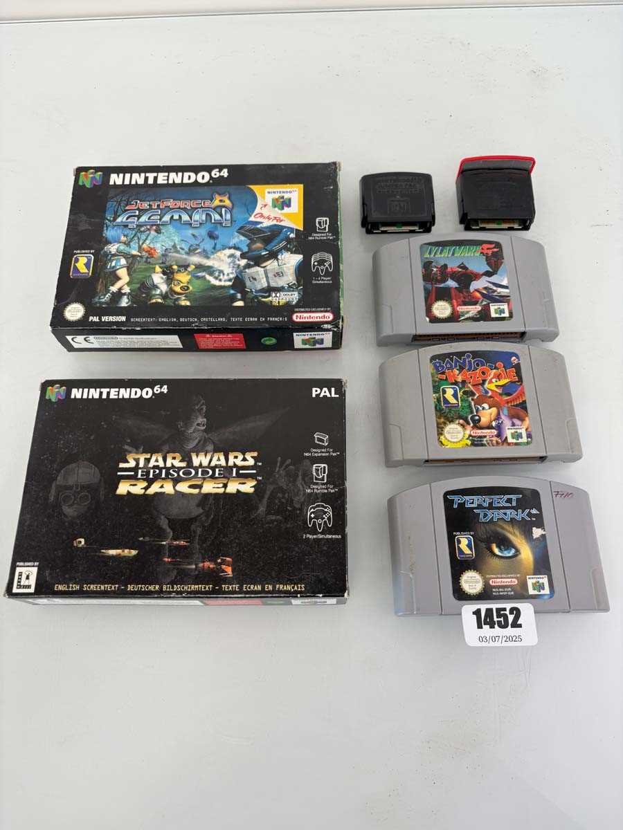 Lot 2x Nintendo 64 Rumble packs, 5x Nintendo 64...