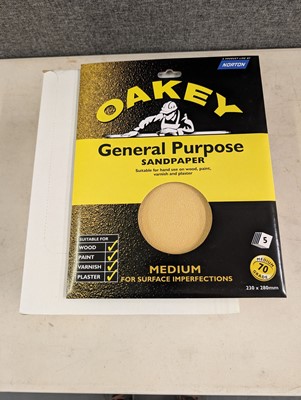 Lot 100 - Oakey 5 pack general purpose sandpaper sheets,...