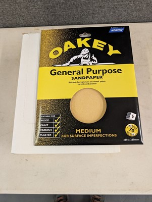 Lot 104 - Oakey 5 pack general purpose sandpaper sheets,...
