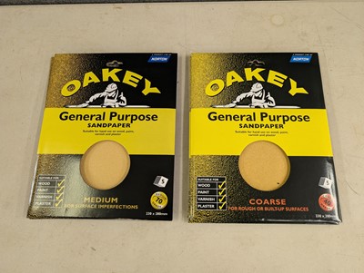 Lot 128 - Oakey 5 pack sandpaper sheets, medium 70 grade...