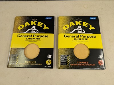 Lot 129 - Oakey 5 pack sandpaper sheets, medium 70 grade...