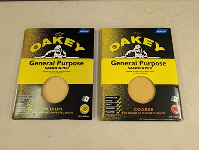 Lot 131 - Oakey 5 pack sandpaper sheets, medium 70 grade...