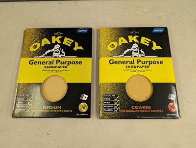 Lot 132 - Oakey 5 pack sandpaper sheets, medium 70 grade...
