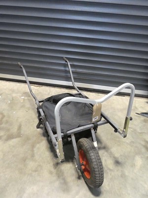 Lot Large single wheel metal frame pull along...