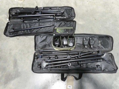 Lot 2 cased rod pods with 5 bite alarms (3 by...