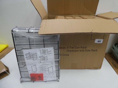 Lot 3512 - Box of 6 Three tier can rack organizers with...