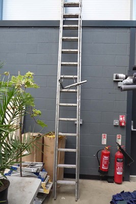 Lot 4365 - Double aluminium extending ladder with pair of...