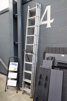 Lot 4375 - Triple extending aluminium ladder with pair of...