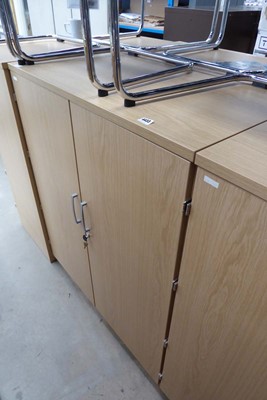 Lot 4433 - Light oak finish double door stationery...