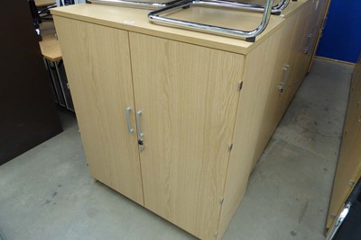 Lot 4434 - Light oak finish double door stationery...
