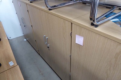 Lot 4436 - Light oak finish double door stationery...