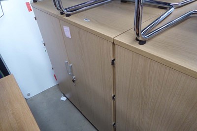 Lot 4437 - Light oak finish double door stationery...