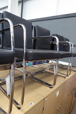 Lot 4440 - Set of 4x chrome slide frame leatherette...