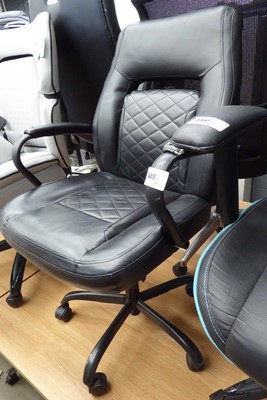 Lot 4450 - Black leatherette upholstered swivel office...
