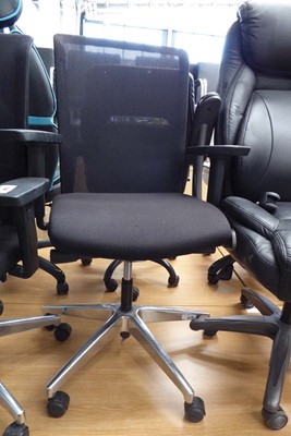 Lot 4454 - Fabric upholstered black swivel office...