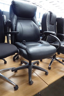 Lot 4455 - Black leatherette upholstered swivel office...