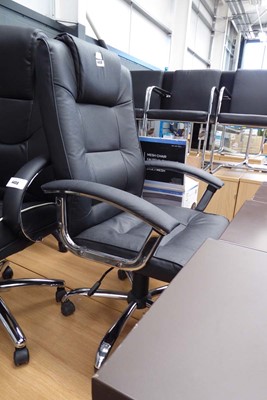 Lot 4458 - Black leatherette upholstered swivel office...