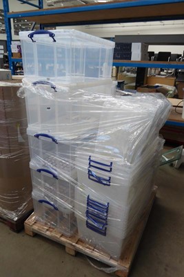 Lot 4388 - Pallet of clear plastic storage boxes