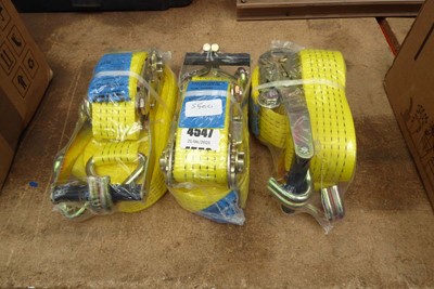 Lot 4547 - Three packaged yellow ratchets and straps