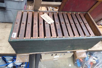 Lot 4641 - Wooden wall hung drill bit cabinet